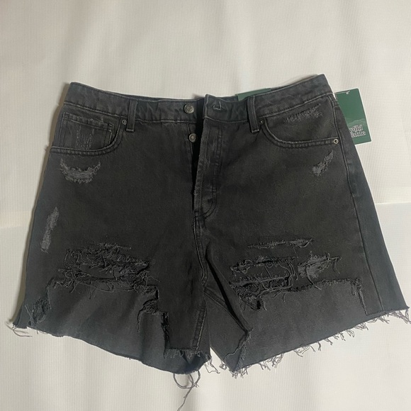 wild fable Pants - Wild Fable Distressed Black Denim Shorts Size 12